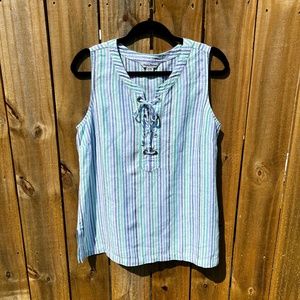 TOMMY BAHAMA Sleeveless Striped Top, SZ M